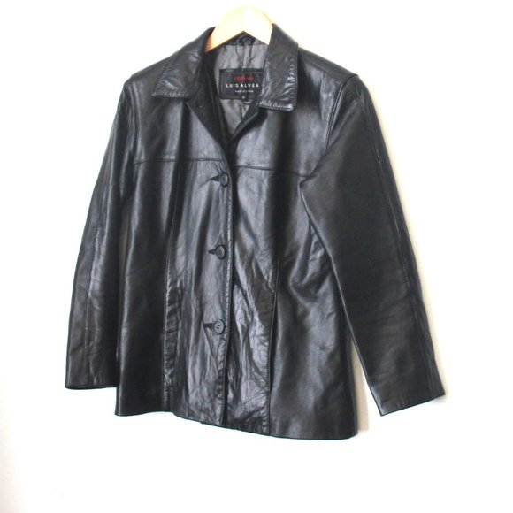 LUIS ALVEAR | VINTAGE | Black Leather Jacket Size Small - Picture 1 of 6